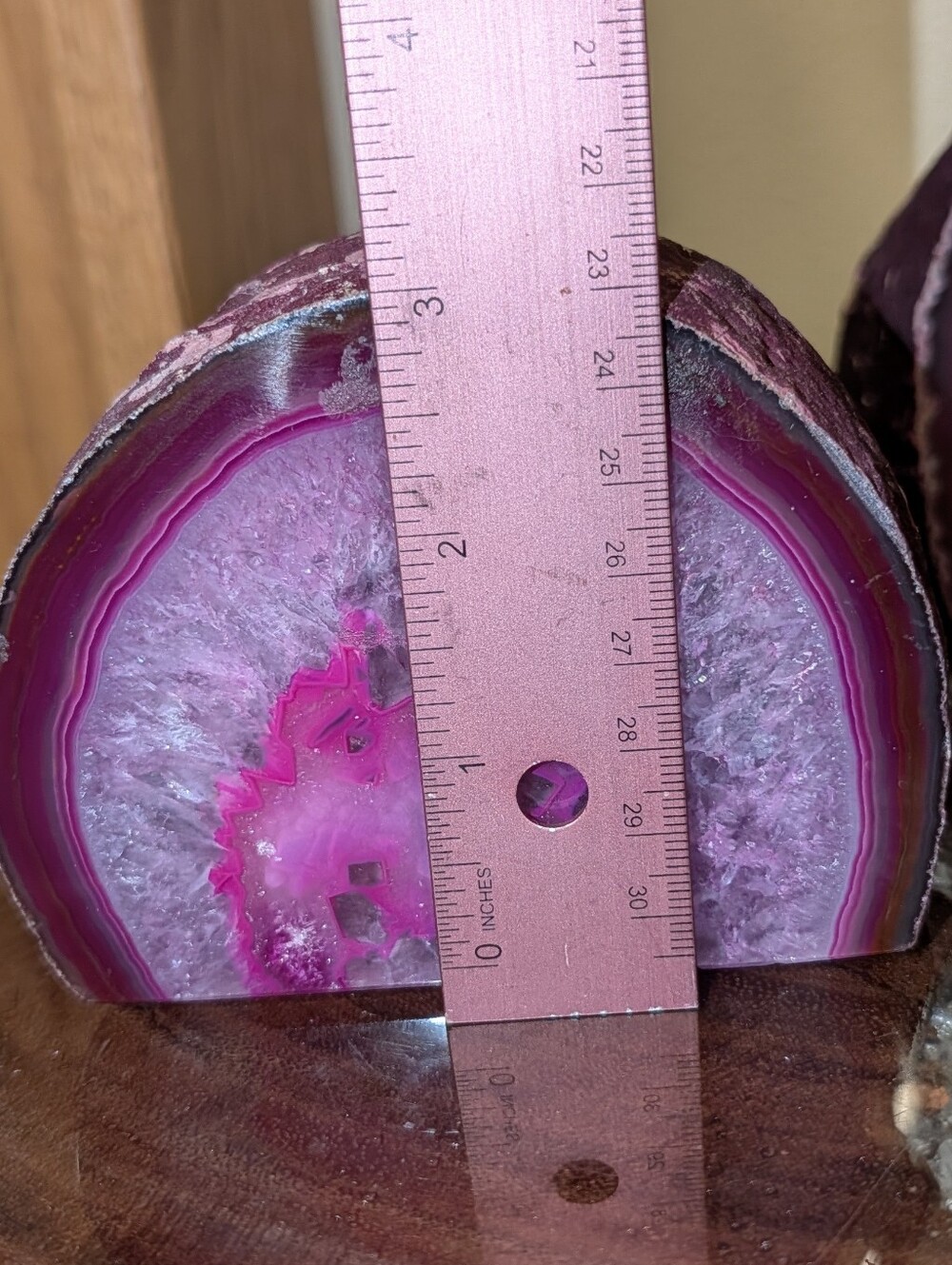 Agate Geode Sections Set of 3 Bright Pink - Picture 12 of 16